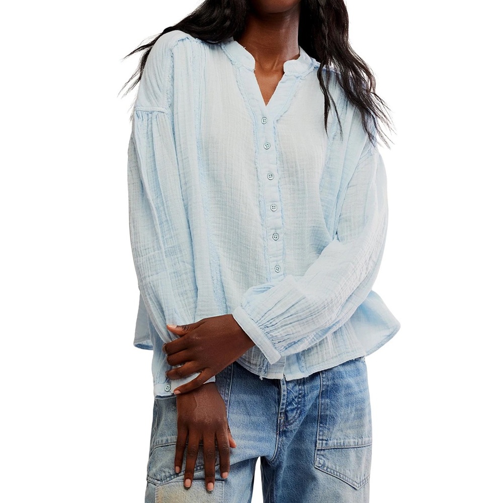 NWT Free People Valley Double Cloth Ice Water Shirt sz S